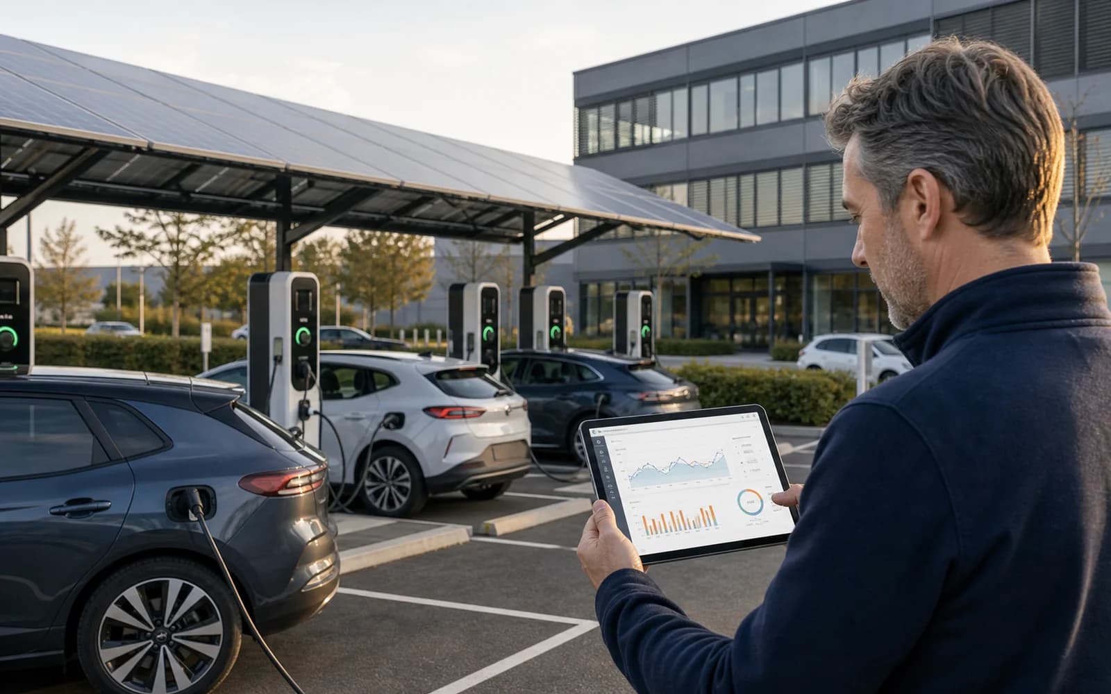Laadplein energiemanagement met netcapaciteit en slim laden